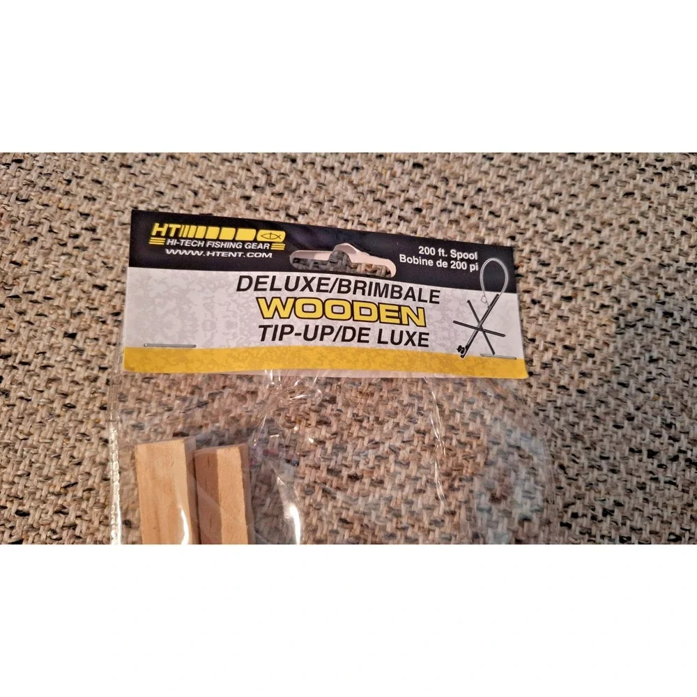 Ice Fishing Wood Tip-Up High Visibility Flag Light-weight wood‎ frame, Brown